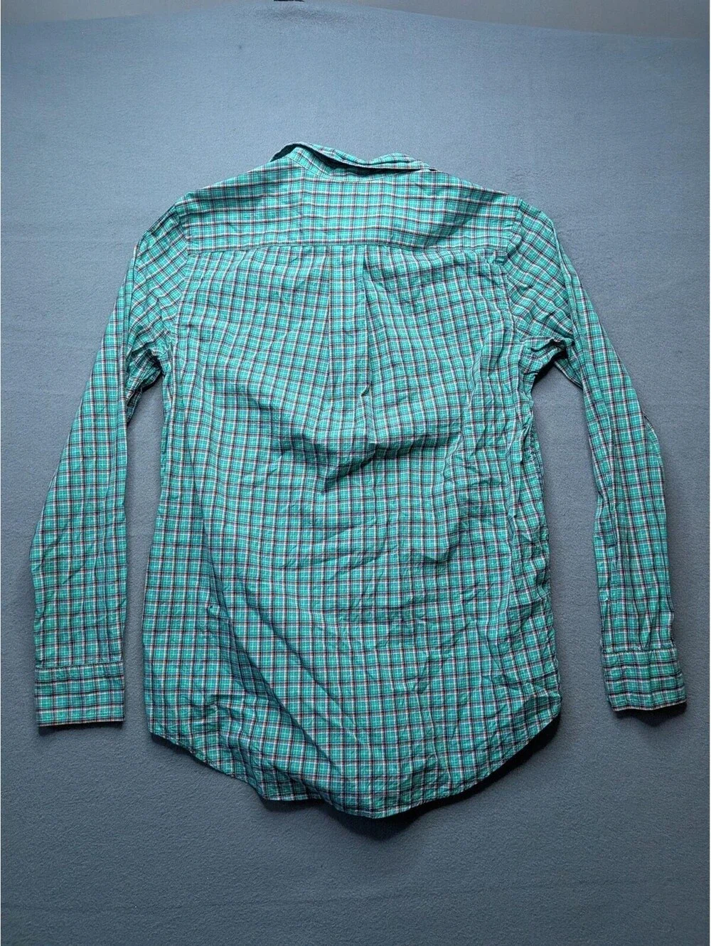 Ralph Lauren Shirt Boys 14-16 Green Plaid Button Front Long Sleeve Custom Fit